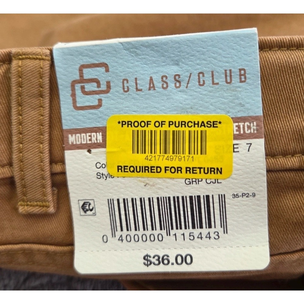 *NEW w/Tags Class/Club Boys Modern Fit Tan/Brown Adjustable Waist‎ Pants Size 7 - Picture 6 of 10